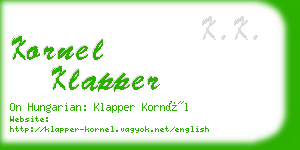 kornel klapper business card